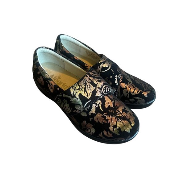 Alegria Women Lauryn Regal Gold Copper Floral Clog Shoes Nursing Size 37 6.5 - Picture 4 of 13